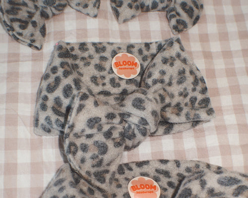 Classic Cheetah Sand Fuzzy Tie On Headwrap