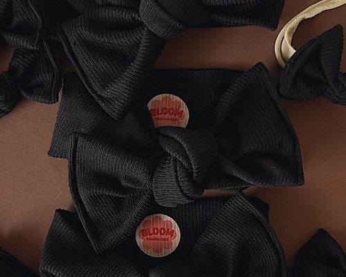 *RESTOCK* Black Mini Ribbed Tie On Headwrap