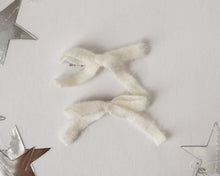 White Fuzzy Bow BloomCLIPS Set of 2