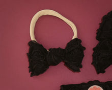 Black Ruffle BloomCLIPS or Nylon Headband