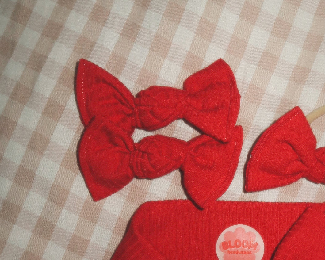 Classic Red Ribbed BloomCLIPS or Nylon Headband