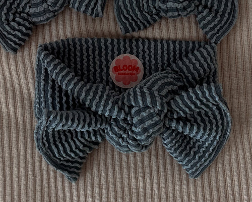 Dusty Teal Wavy Ribbed Tie On Headwrap