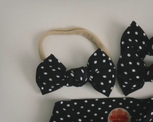 Black Polka Dot BloomCLIPS or Nylon headband