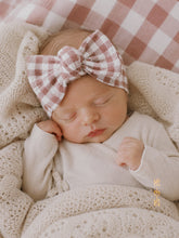 Dusty Pink Gingham Tie On Headwrap
