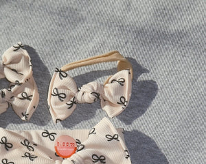 Navy Bows Mini Ribbed BloomCLIPS or Nylon Headband