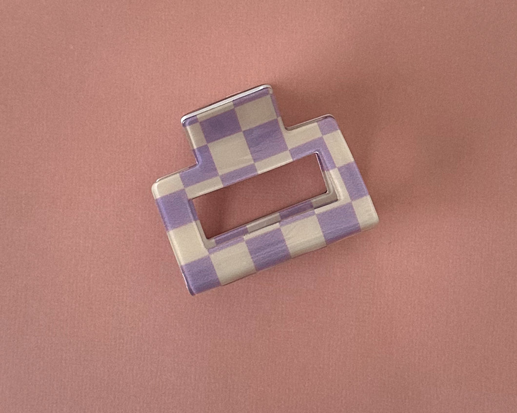 Lavender Check Claw Clip