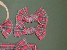 Christmas Plaid BloomCLIPS or Nylon Headband
