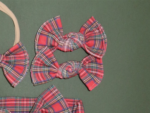 Christmas Plaid BloomCLIPS or Nylon Headband