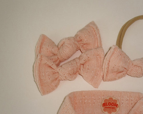 Blush Pointelle Ribbed BloomCLIPS or Nylon Headband