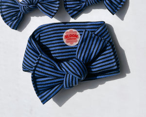 Blue Mini Stripe Tie On Headwrap