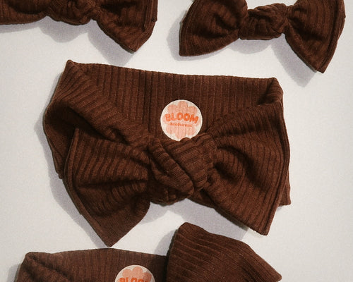 Chocolate Ribbed Tie On Headwrap