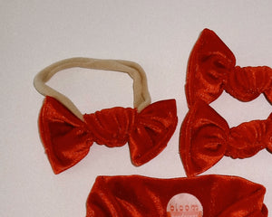 Candy Apple Velvet BloomCLIPS or Nylon Headband