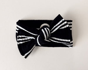 Black Ribbed Stripe Tie On Headwrap