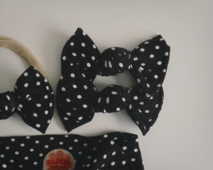 Black Polka Dot BloomCLIPS or Nylon headband