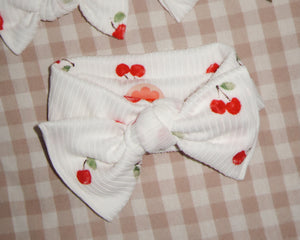 Cherry Watercolor Ribbed Tie On Headwrap