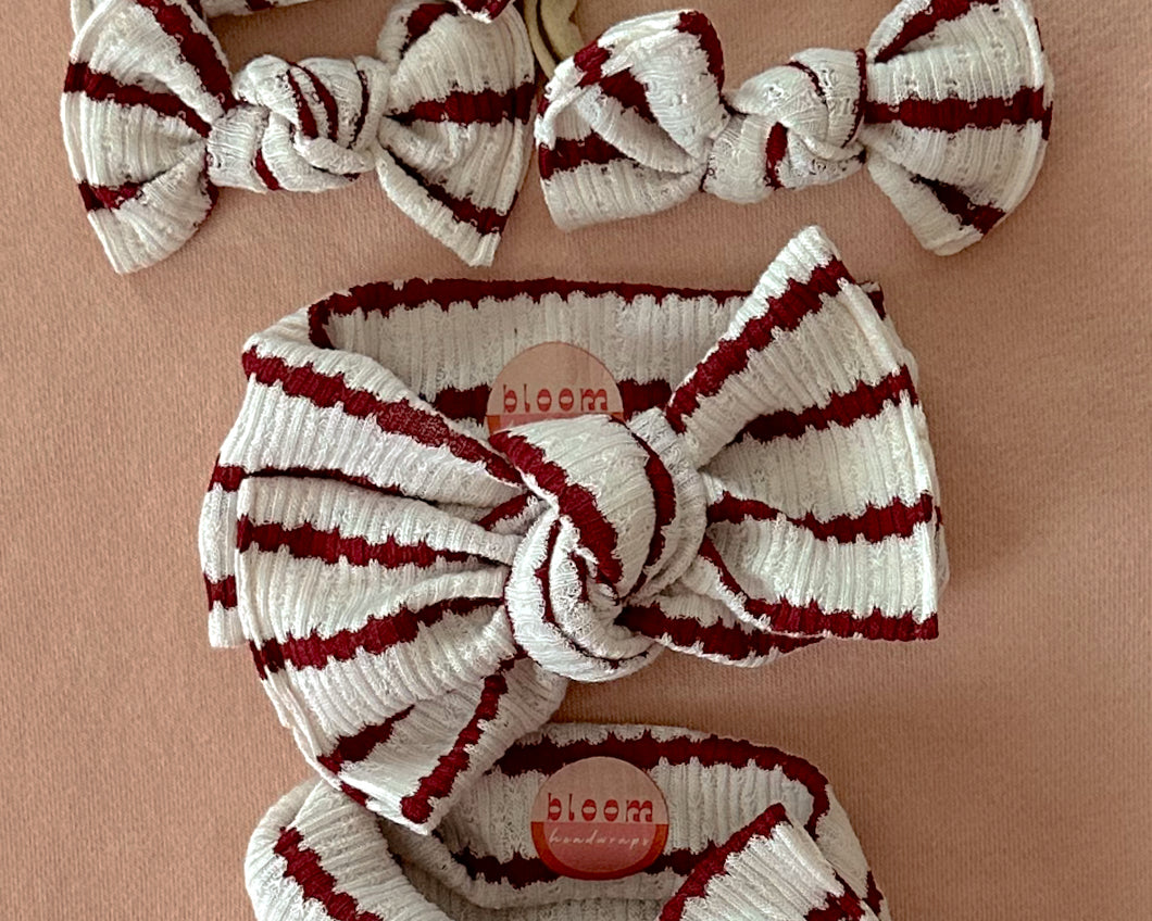 Red Wavy Stripe Tie On Headwrap