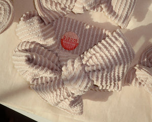 *RESTOCK* Oversized Bow Cream Wavy Tie On Headwrap