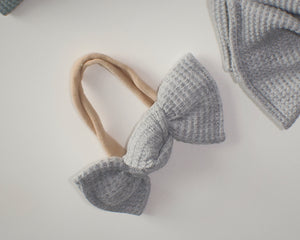 Heather Grey Mini Waffle BloomCLIPS or Nylon Headband