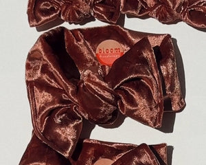 Terracotta Crushed Velvet Tie On Headwrap