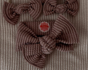 Toffee Wavy Ribbed Tie On Headwrap