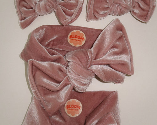 Neutral Mauve Velvet Tie On Headwrap