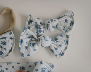 Denim Vintage Floral Ribbed BloomCLIPS or Nylon Headband