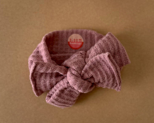 Oversized Bow Lilac Fuzzy Waffle Tie On Headwrap
