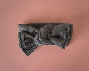 Charcoal Sweater Ribbed Tie On Headwrap