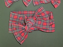 Christmas Plaid Tie On Headwrap