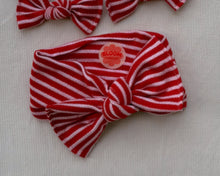Red and Blush Stripe Tie On Headwrap
