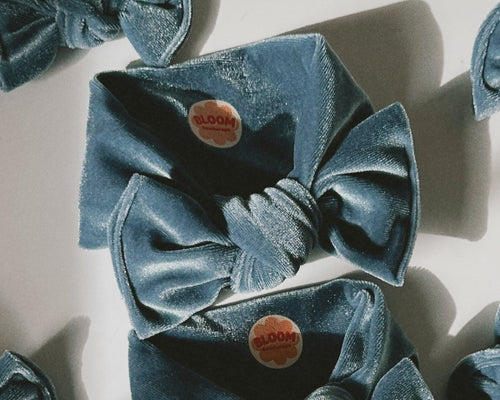 Denim Velvet Tie On Headwrap