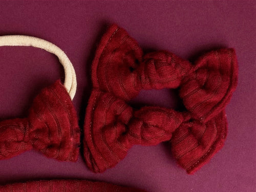 Cranberry Fuzzy Ribbed BloomCLIPS of Nylon Headband