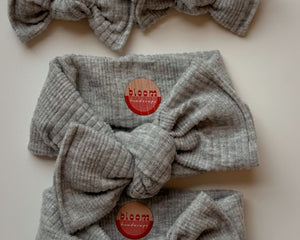 Fuzzy Light Gray Tie On Headwrap