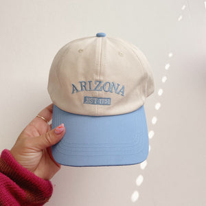 arizona embroidered hat color block blue trendy