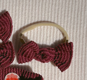 autumn berry wavy ribbed nylon headband for baby girl bow