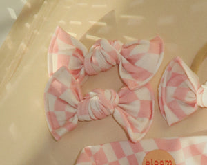 baby bows toddler hair clips blush wavy checker
