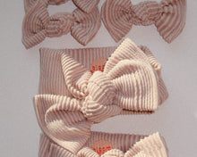 beige ribbed tie on headwrap baby bow neutral girl