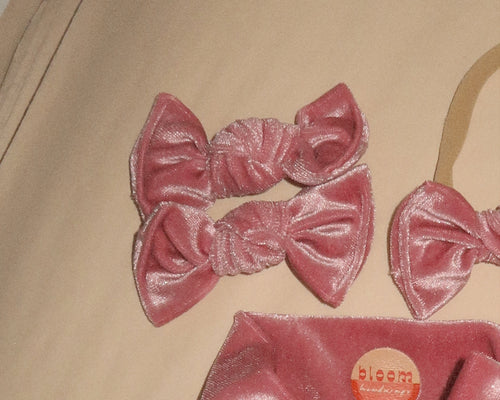 bloomclips dusty blush velvet clips hair baby bows girl