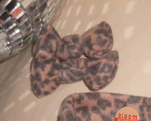 blush fuzzy leopard hair clips bows 