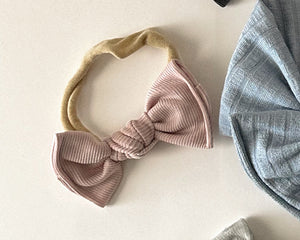 blush mini ribbed nylon headband for baby girl