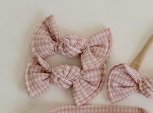 blush pink gingham bloomclips alligator clips bows for baby girl