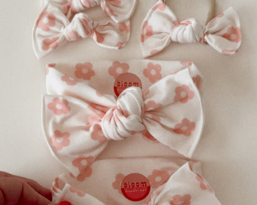 blush retro daisy headband bow for baby girl newborn mom headwraps