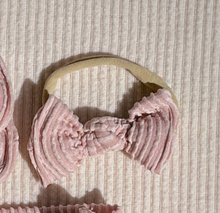 blush wavy ribbed nylon headband bow for baby girl