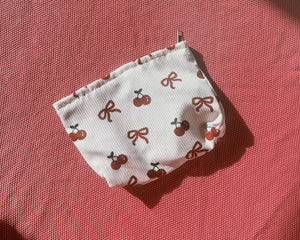 cherry and bows corduroy pouch makeup bag carryall organizer