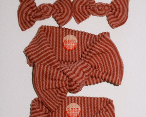cinnamon wavy ribbed tie on headband for baby girl