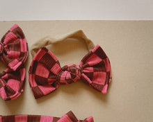 nylon headband checkered fall bow for baby girl