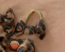 fuzzy leopard cheetah nylon headband bow neutral 