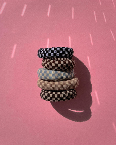 Checker Ponytail Holders set of 5