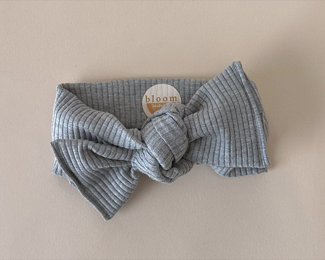 Heather Gray Ribbed Tie On Headwrap
