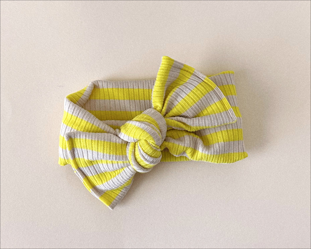 Neon Yellow Stripe Tie On Headwrap